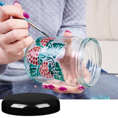 Jarming Collections Mason Jars - 16 oz Glass Extra Wide Mouth Pint Storage Jars with BPA Free Plastic Lids - Made in USA - color: 2 Black Dome Plastic Lids-16 OZ
