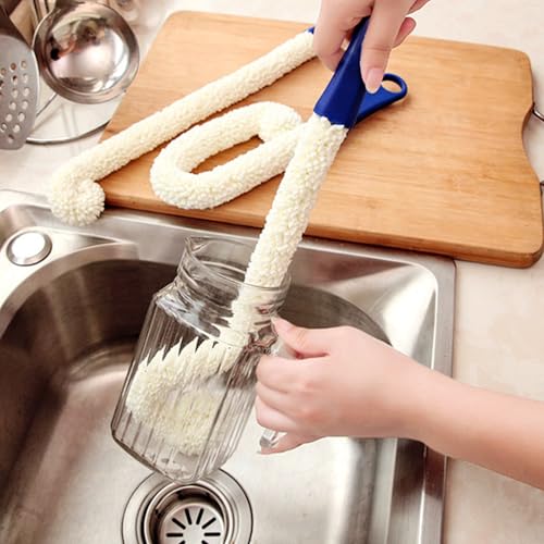 KUWAN Bottle Cleaning Brush Multi-Function Household Tools Flexible Bottle Scourer for Some Decanters, Goblets, Glasses, Cups (Long 3pcs) - color: Long-3pcs