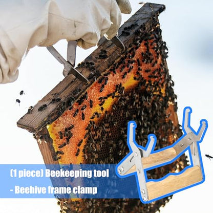 ordinarYone Stainless Steel Beekeeper Frame Holder With Ergonomic Wooden Handle Suitable For Beekeeping And Comfort