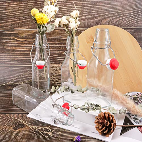 12 Pack 8.5oz Swing Top Glass Bottles, 250ML Square Bottles with Airtight Stoppers for Kombucha, Kefir, Vanilla Extract, Beer(Bonus Gaskets, Labels and Funnel) - size: 8.5oz