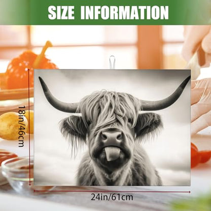 Large Dish Drying Mats For Kitchen Counter Microfiber Kitchen Drying Mat XL Draining Pad Absorbent Quick Drying Dish Mat 18x24 Inch - Cow Face - color: Cow Face
