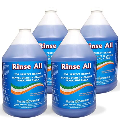 Quality Chemical Rinse All/Commercial Industrial Grade Rinse Aid/Dishwasher Rinse Aid Liquid, heat and cool dry Finish/Rinse Agent Dishwasher/Leave Dishes Spotless 128 oz (Pack of 4) - size: 128 Fl Oz (Pack of 4)