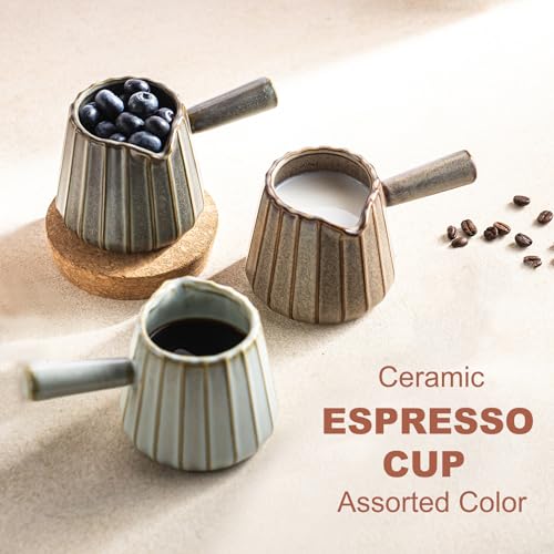 Espresso Cup, Ceramic Espresso Measuring Cup with Handle, Expresso Shots Cups with Spout, Espresso Accessories, 200ML/6 OZ, Dark Agate Red - color: B-Dark Agate Red