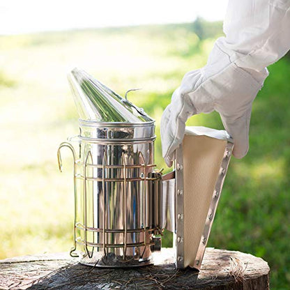 New Bee Hive Smoker Stainless Steel w/Heat Shield Beekeeping Equipment | Heat Shield, Beekeeping Equipment, Tool Kit - size: Medium
