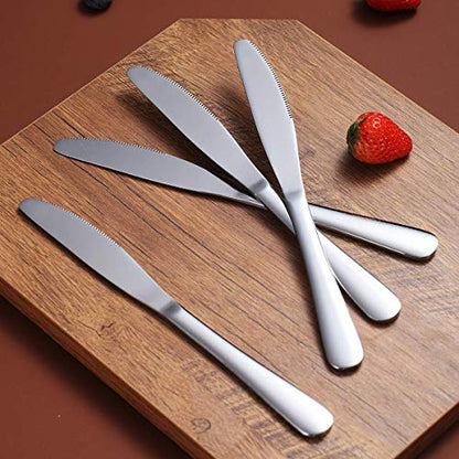 Berglander Dinner Knives Set Of 6, Stainless Steel Shiny Mirror Dinner Knife, Butter Knife Spreader Table Knives Sturdy And Dishwasher Safe - color: A. 6 pieces