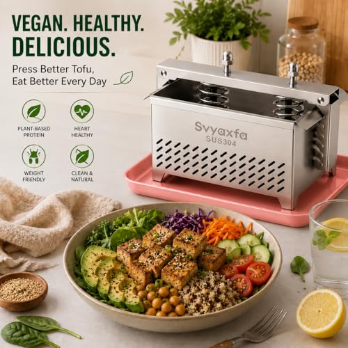 Tofu Press Stainless Steel – Premium Tofu Maker & Paneer Maker with Spring Compression, Dishwasher Safe Tofu Press for Extra Firm Crispy Tofu, BPA Free Cheese Press with Drip Tray XL - size: XL