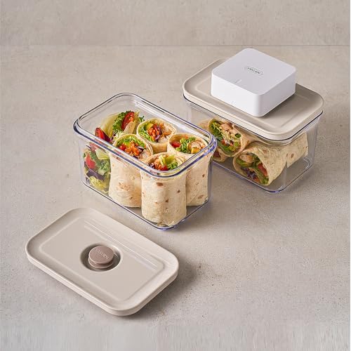 VAKUEN Premium Airtight Food Storage Container. Special Edition Mercury Color 8P/Set. 7pcs Container and Vacuum Sealer. Patented Double Silicone Lining, 100% Leak Proof, BPA-FREE