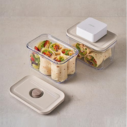 VAKUEN Premium Airtight Food Storage Container. Special Edition Mercury Color 8P/Set. 7pcs Container and Vacuum Sealer. Patented Double Silicone Lining, 100% Leak Proof, BPA-FREE