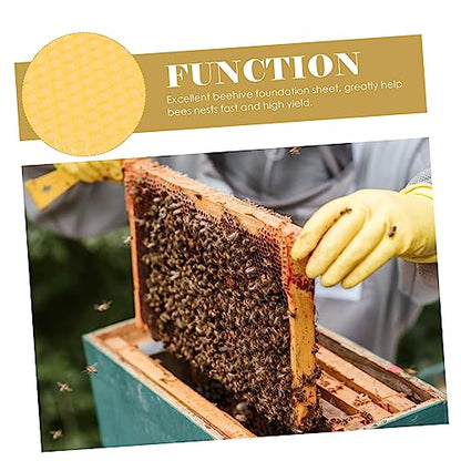 Happyyami 30pcs Beekeeping Essentials Beehive Wax Foundation Sheets Honeycomb Cell Frames DIY Beehive Building Natural Beeswax Sheets