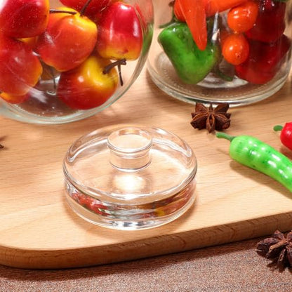 Glass Fermenting Weight for Wide Mouth Mason Jar, Solid Thick Glass Lid Comfortable Handle, Silver