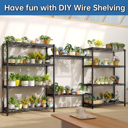 5 Tier Wire Metal Shelving: Adjustable Pantry Storage Shelves, NSF Bakers Rack Heavy Duty Garage Shelving Unit, Utility Shelf Organizer for Closet, Kitchen, 72" H x 36" W x 14" D, Black - size: 36"W x 14"D x 72"H