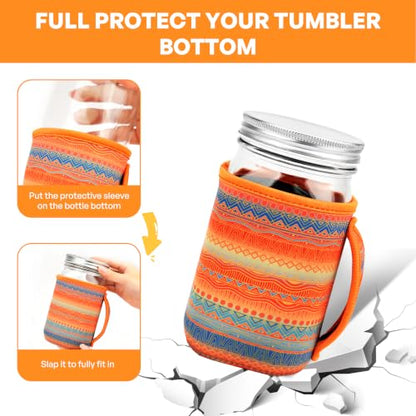 KJQJLY 4 Pcs Mason Jars Sleeves Neoprene 16oz and 24oz 32oz Regular and Wide Mouth Mason Jar Sleeves Holder with Handle (Desert Sunset, 32 OZ) - color: Desert Sunset, size: 32 OZ