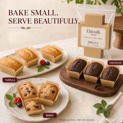 200 Pcs Mini Loaf Pan Liners, 3x2 Inch – Disposable Non-Stick Parchment Liners for Baking Bread, Banana Bread, Meatloaf, Nut Bread – Compatible with Most Mini Loaf Pans - size: 3*2in(200pcs)