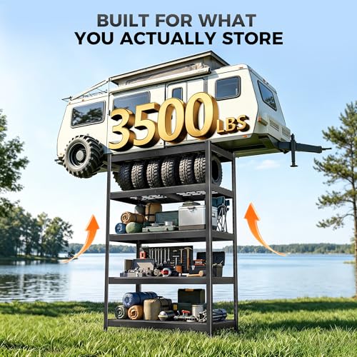 CAMMOO 36''W Storage Shelves, 3500LBS Metal Garage Shelving Unit with Magnetic Lable, Upgraded Structure, Solid Steel, Heavy Duty Adjustable 5 Tier Wire Shelf for Basement, Kitchen, 36"W x 16"D x 72"H - size: 36"W x 16"D x 72"H