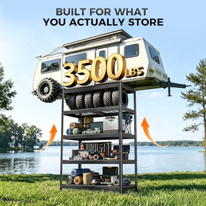 CAMMOO 36''W Storage Shelves, 3500LBS Metal Garage Shelving Unit with Magnetic Lable, Upgraded Structure, Solid Steel, Heavy Duty Adjustable 5 Tier Wire Shelf for Basement, Kitchen, 36"W x 16"D x 72"H - size: 36"W x 16"D x 72"H