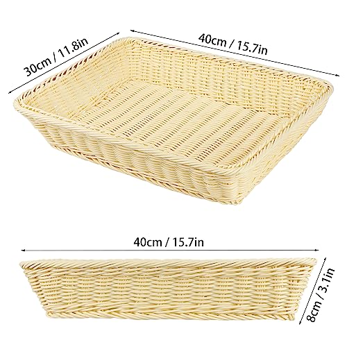 GNIEMCKIN 3 PCS 16 Inch Wicker Bread Basket, Woven Serving Basket for Restaurant, Bakery, Family Party, Hotel, Fruits, Vegetables and Snacks - Cream - size: 3 PCS 16 Inch Cream