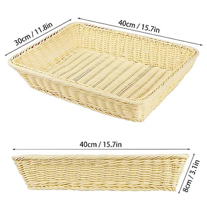 GNIEMCKIN 3 PCS 16 Inch Wicker Bread Basket, Woven Serving Basket for Restaurant, Bakery, Family Party, Hotel, Fruits, Vegetables and Snacks - Cream - size: 3 PCS 16 Inch Cream