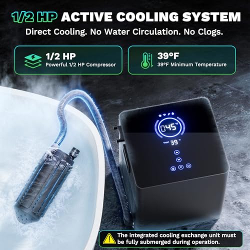 Cold Plunge Chiller Pro, Upgraded 1/2HP Ice Bath Chiller for Any Tub, Cools to 39°F, No Pump or Plumbing Needed, WiFi App Control, Ready-to-Use for Outdoor Home Cold Therapy