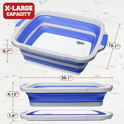 KITCHEN PERFECTION Collapsible XL Smoker & BBQ Prep Tub with Locking Lid & Cutting Board - Grill Caddy Container for Meat Marinating & Brine Perfect For Brisket, Turkey & Ribs - Best Gift For Men - color: Classic Blue