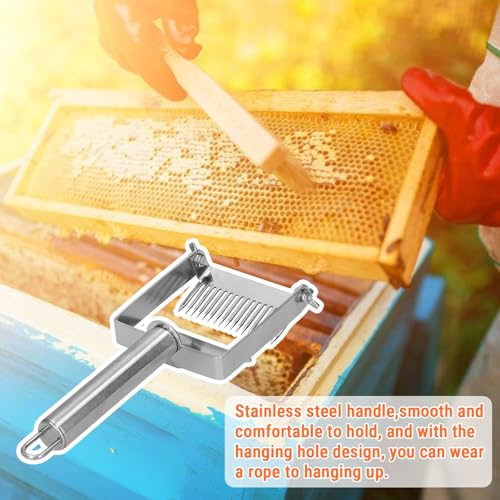 2 in 1 Honey Uncapping Fork Scraper Tool, 17 Tine Stainless Steel Adjustable Uncapping Fork Beekeeping Uncapping Comb for Varroa Mite Honey Harvesting Apiary Supplies