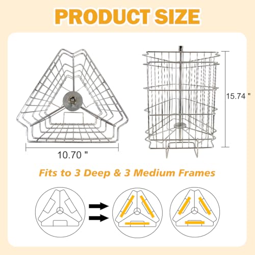 BeeCastle Manual Honey Extractor 3 Frame Stainless Steel Honeycomb Drum Spinner Extractor with Height Adjustable Stand,Manual Crank Beekeeping Extraction Equipment - size: 3-Frame