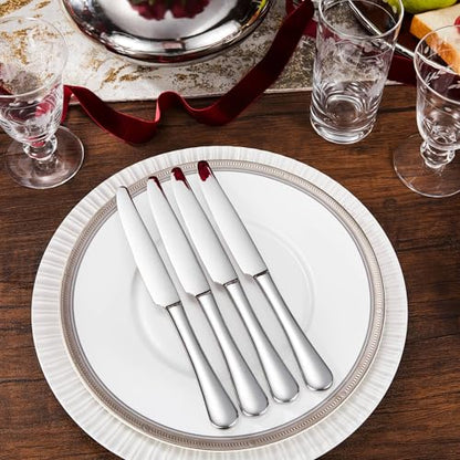 Royalrose Premium Aria 4-Piece 9.6 Inch Silverware Knives (Dinner Knives) | Stainless Steel Table Knives, Silverware Knives, Butter Knives, Mirror Finish, Dishwasher Safe, Ideal for Steak & Butter