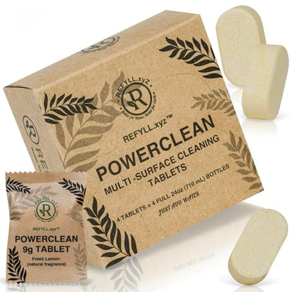 Cleaning Tablets for Spray Bottle Multi Surface Cleaner Refill Pods Eco Friendly Non Toxic Lemon Scent Plant Based (4 Pack) - size: 4 Count (Pack of 1)