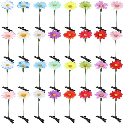 30 Pcs Bean Sprout Hair Clips Rave Mixed Style Plant Hairpins Hair Accessories for Party Irish(Vivid Flower) - style: Vivid Flower