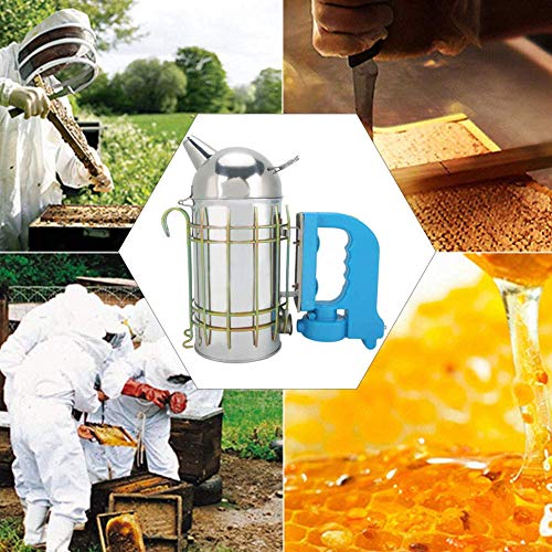 Fdit Beekeeper Necessary Bee Supplies, Stainless Steel Beehive Smoker with Heat Board Beekeeping Equipment