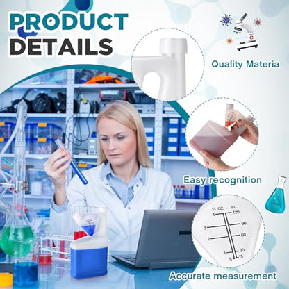 2 Pcs 32oz Tip Measure Containers Tip and Pour Measuring Containers HDPE Chemical Measuring Cups with Lids Plastic Bottle, up to 4oz Capacity (32oz)