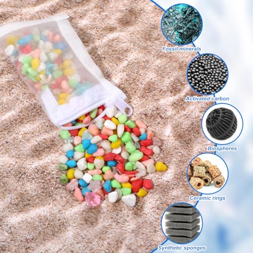 15 Pcs Aquarium Filter Media Bags, Fine Mesh Filter Bags with Plastic Zipper, Reusable Polyester Net Bag for Activated Carbon, Bio Balls, Ceramic Rings, Fresh Saltwater Tanks (2.4" x 4")