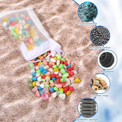 15 Pcs Aquarium Filter Media Bags, Fine Mesh Filter Bags with Plastic Zipper, Reusable Polyester Net Bag for Activated Carbon, Bio Balls, Ceramic Rings, Fresh Saltwater Tanks (2.4" x 4")