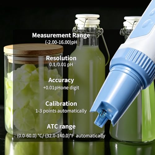 PH Water Tester Kit, Range(-2.0-16.00) PH Pen, ±0.01 pH Accuracy, PH Meter with LCD Display,POCT01-001