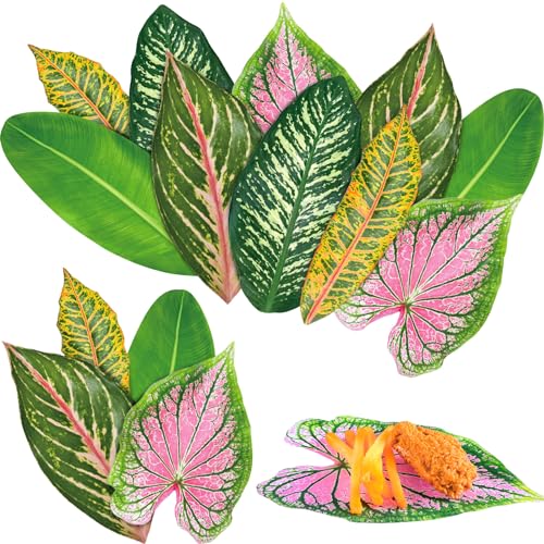 Kisston 50 Pcs Charcuterie Board Parchment Paper Tropical Leaves 8.7 Inch Paper Leaves for Cheese Board Double Sided Tropical Parchment for Holiday Party Decorations Table Food Serving