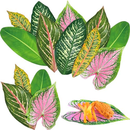 Kisston 50 Pcs Charcuterie Board Parchment Paper Tropical Leaves 8.7 Inch Paper Leaves for Cheese Board Double Sided Tropical Parchment for Holiday Party Decorations Table Food Serving