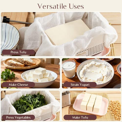 Tofu Press Stainless Steel, Paneer Maker with Upgraded Deep-Press Design, Improves Tofu Flavor and Texture, for Homemade Tofu, Paneer Press and Cheese Press, Multi-Functional Kitchen Tool, BPA Free - size: L