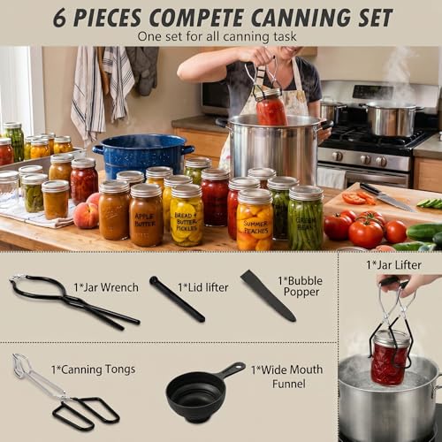 Canning Supplies Starter Kit Canner Tools for Water Bath and Pressure Canning Utensil Set includes Jar Lifter, Tongs, Funnel, Wrench, Lid Lifter for Beginners - color: Canning supplies kits