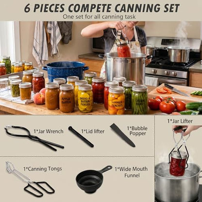 Canning Supplies Starter Kit Canner Tools for Water Bath and Pressure Canning Utensil Set includes Jar Lifter, Tongs, Funnel, Wrench, Lid Lifter for Beginners - color: Canning supplies kits