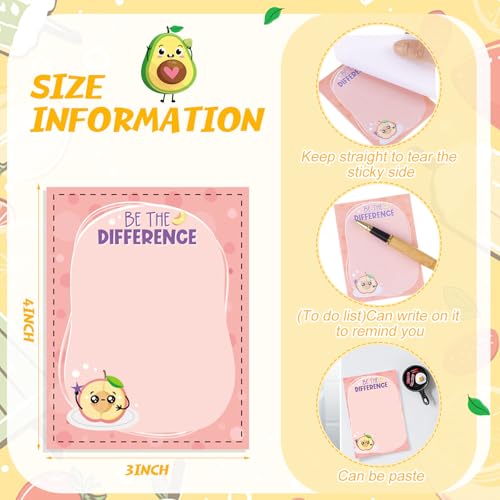 Chiisong 12 Pcs Fun Inspirational Sticky Notes 3 x 4 Inch Motivational Fruit Notepads Cute Post Positive Appreciation Sticky Notes Positive Gifts for Office Nurse Coworkers Supplies - style: Motivational Fruit