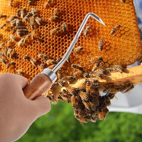 UPKOCH 2pcs Wood Handle Beehive Cleaning Hook Beekeeping Tool Beehive Cleaning Hook Cleaner Bee Tool