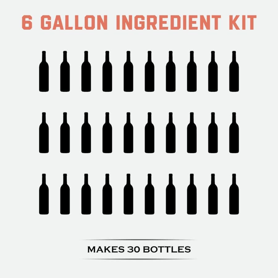 Fontana Wine Making Ingredient Kit - Merlot 6 Gallon DIY Kit | Premium Ingredients | Makes 30 Bottles