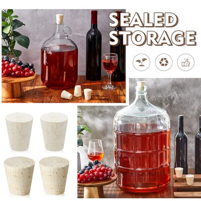 Ziliny 4 Pcs Carboy Cork Stopper, Glass Carboy Cap for 1, 3, 5, 6 Gallon Glass Water Jug, Wood Tapered Fermentation Cap Cork Stoppers - size: 1/3/5/6 Gallon