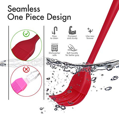 HOTEC Basting Brushes Silicone Heat Resistant Pastry Brushes Spread Oil Butter Sauce Marinades for BBQ Grill Barbecue Baking Kitchen Cooking BPA Free Dishwasher Safe (Red 2) - color: Red New