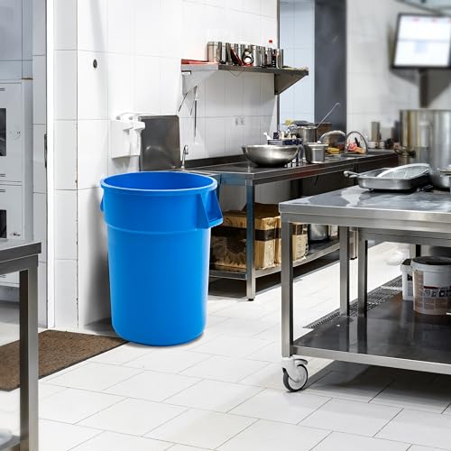 PRO&Family Commercial Round Trash Can, Ingredient Bin, Heavy-Duty Plastic, Anti-Static, Kitchen, Office, Outdoor Use (Blue, 44 Gallon) - color: Blue, size: 44 Gallon