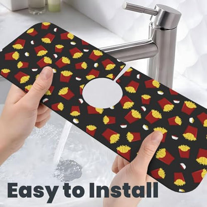 French Fries Ketchup Faucet Mat For Kitchen Sink, Absorbent Countertop Protector, Quick Dry Sink Splash Guard Pad, Waterproof Draining Mat 15" X 5.5" - color: Style 8
