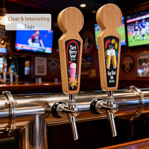 Beer Tap Handle ，4 Keg Tap with 8 Pen Set & Gift Wrapping, Cherry Wood Keg Tap Handle for Kegerator, Homebrew & Bars - color: 4 PCS