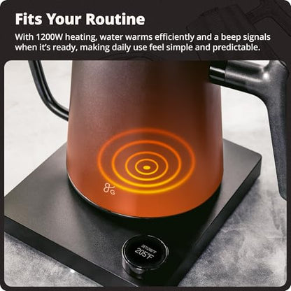 Greater Goods Electric Gooseneck Kettle, 1200W Stainless Steel with Precision Temperature Control, Fast Boil, BPA-Free, Ideal for Pour Over Coffee and Tea, 0.8L (Onyx Black) - color: Onyx Black