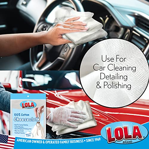 LOLA Cheese Cloth, 27 Sq. Ft / 3 Sq. Yards/Pack, 100% Cotton, Lint Free, for Poultry Wrapping, Cooking, Straining & Cheese Making - 1 Pack