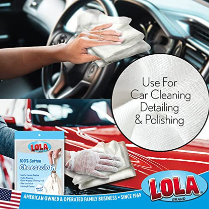 LOLA Cheese Cloth, 27 Sq. Ft / 3 Sq. Yards/Pack, 100% Cotton, Lint Free, for Poultry Wrapping, Cooking, Straining & Cheese Making - 1 Pack