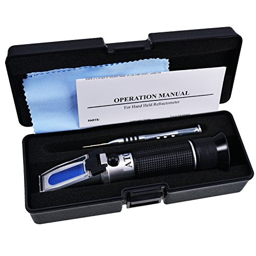 3-in-1 Clinical Refractometer with ATC for Tri-Scale Serum Protein 0-12 g/100ml Urine Specific Gravity SG 1.000-1.050 Refractive Index 1.333-1.360RI w/Extra LED Light & Pipette for Human Use - color: Urine Sg / Serum Protein / Refractive Index